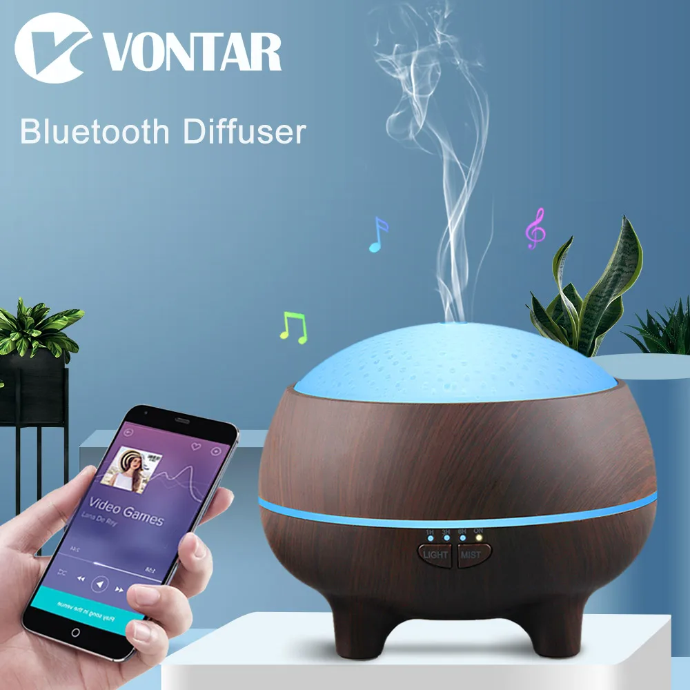 

Diffuser Aroma 300ml Air Humidifier Essential Oil Lamp Aromatherapy Mist Maker LED Light wireless bluetooth speaker for home