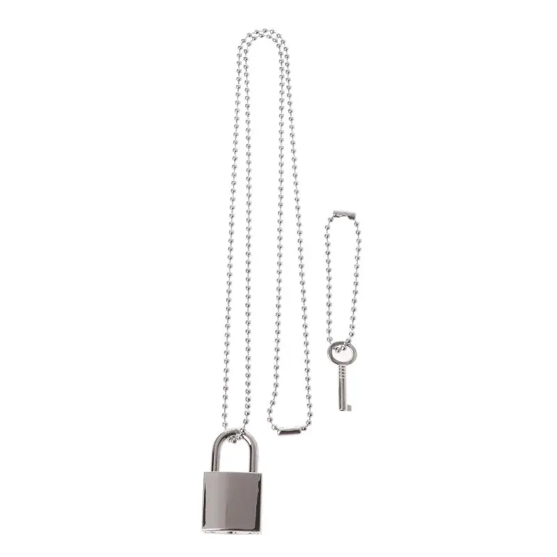 

Titanium Real Lock Pendant Necklace Lovers Lock Key Jewelry Set Couple Jewelry
