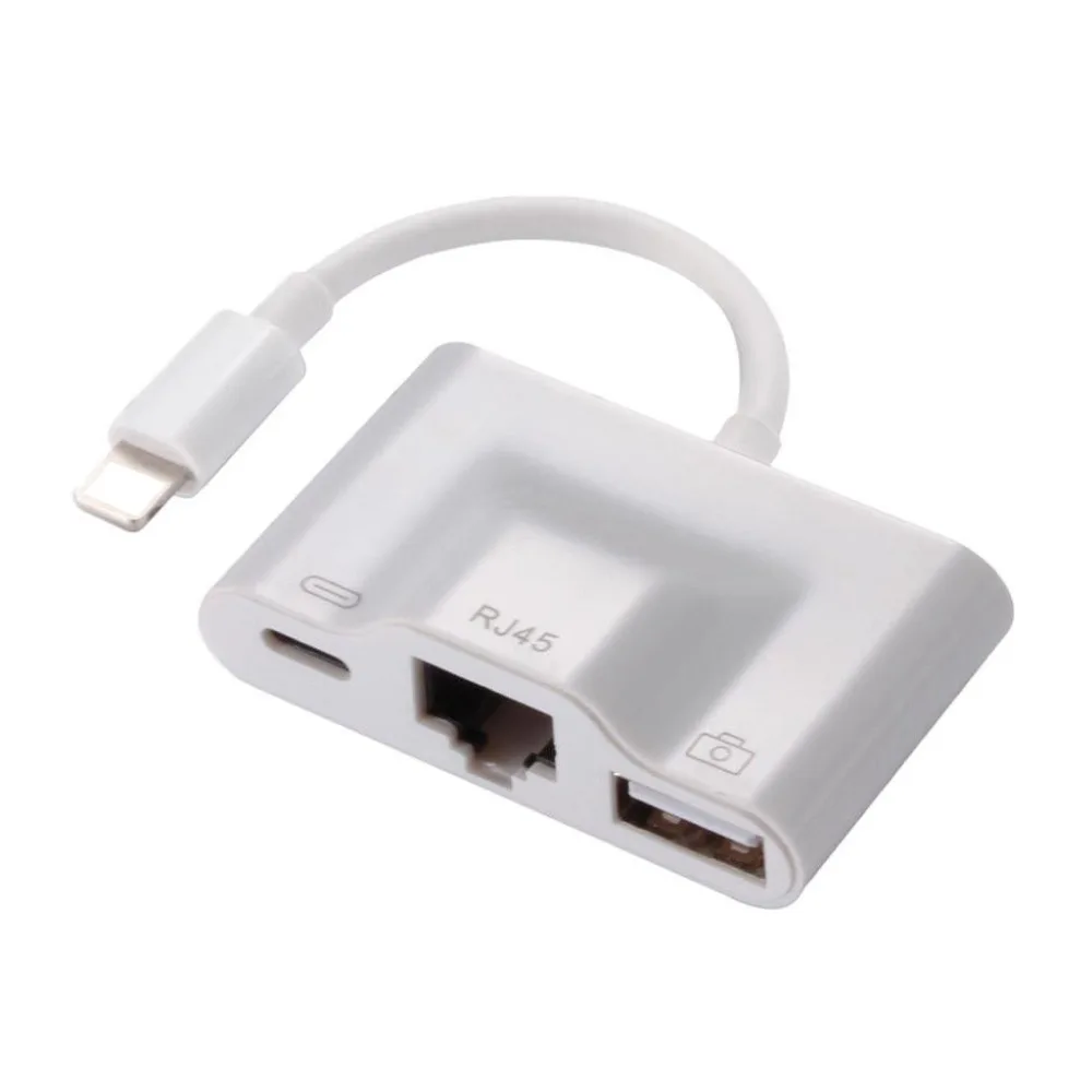 

3 in 1 Charging OTG USB Camera Connection Kit Ethernet Adapter For iPhone XS MAX 6 7 8 to LAN Ethernet RJ45 Wired Network Cable