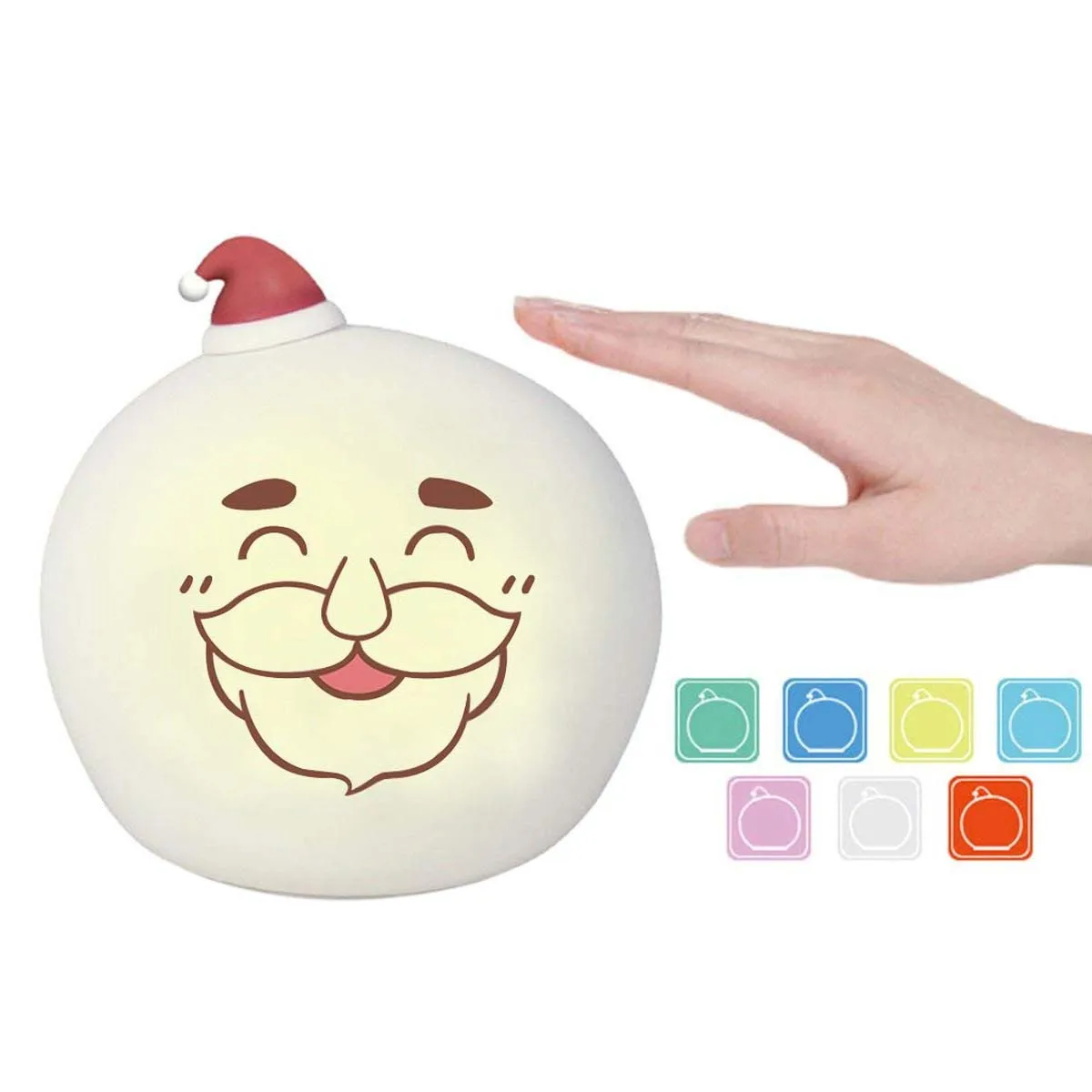 

Christmas LED Night Lights for Kids,Santa Claus Silicone Pat Light Rechargeable Senstive Control Dimmable 7 Color Breathing Mo