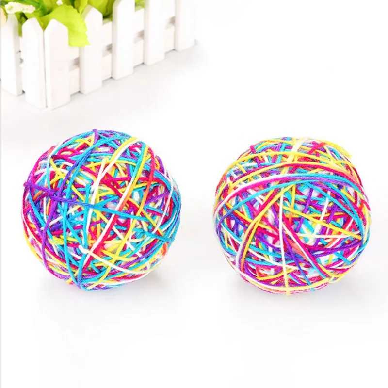 Pet Cat Rolling Ball Toys Colorful Wool Yarns Kittens Scratch Ball Toys for Exercising