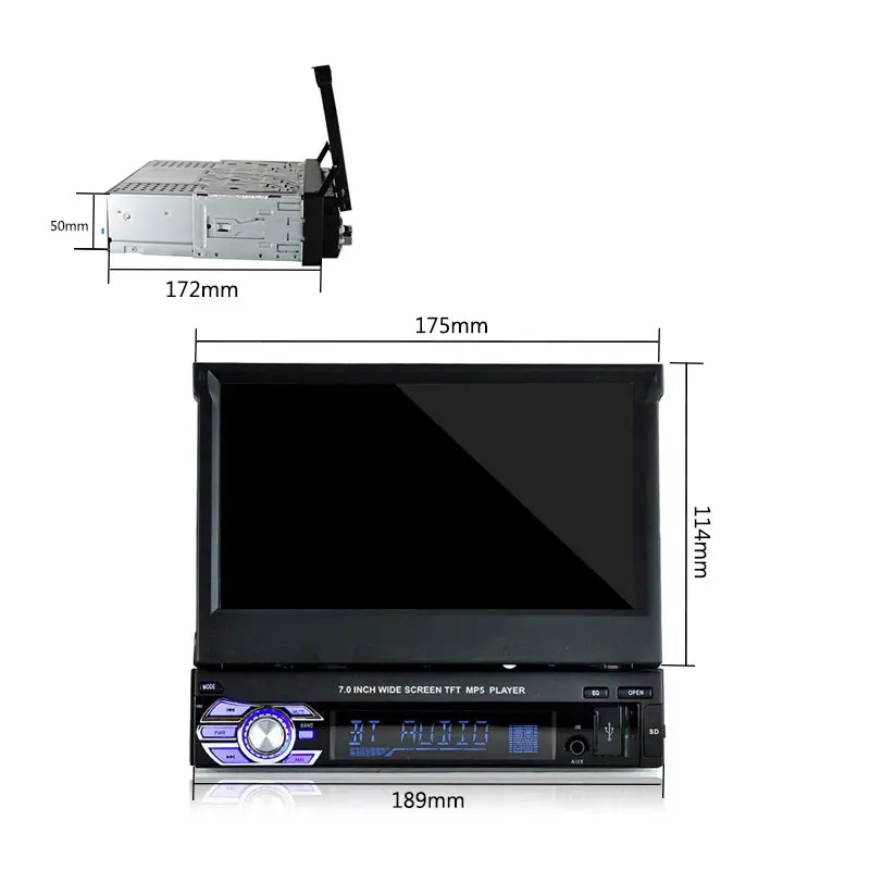 7 дюймов Автомобильный mp 5 плеер радио тюнер дистанционное управление 1 din аудио стерео mp5 Поддержка USB SD заднего вида aux в сенсорный экран