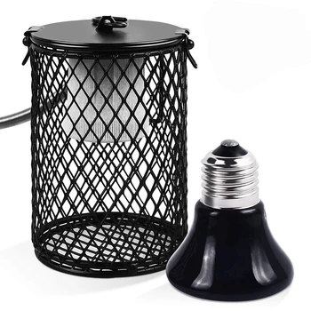 

Reptile Heat Lamp With Guard, Ceramic Heat Emitter Basking Heater Lamp For Turtles, Chicks, Lizard, Snake With Power Switch&An