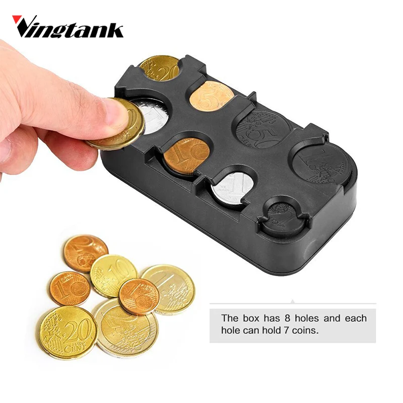Vingtank Car Interior Coin Holder Storage Box Euro Coin Case Money