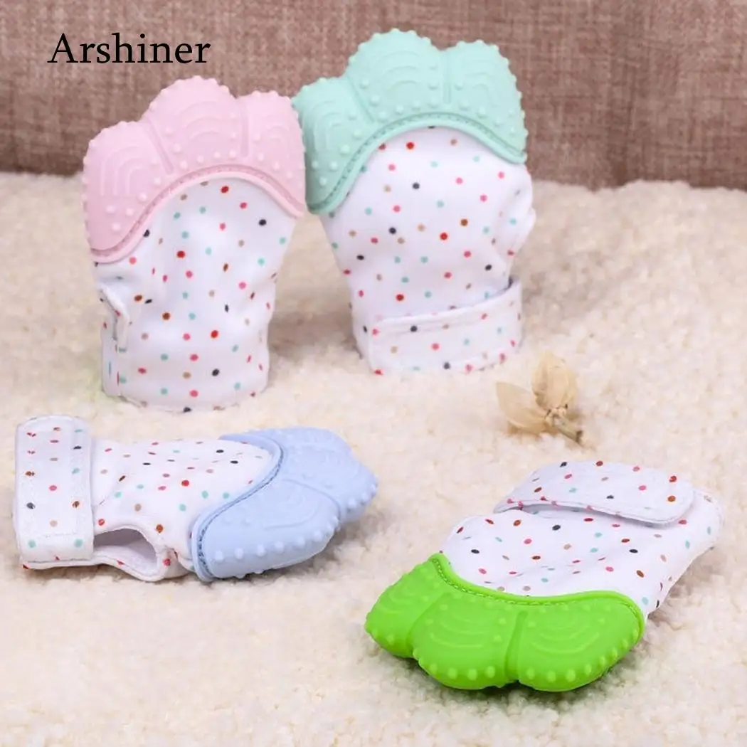 

Silicone Baby Teether Glove Toy Chewable Nursing Beads Child Fingers Pacifier Glove Natural Thumb Sound Teething Teeth Care
