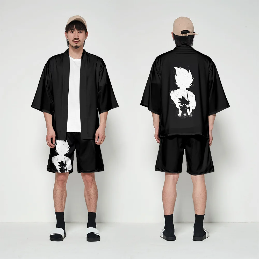 Японское аниме Dragon Ball косплей кимоно Haori для мужчин и женщин кардиган рубашка юката Оби Traitional японская одежда азиатская одежда