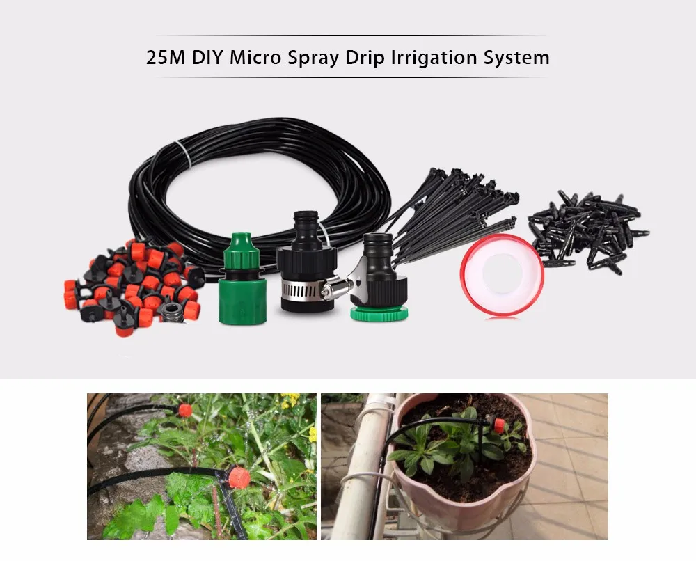 25m Hose 30 Dripper Drip Irrigation System DIY Automatic Watering Kits Micro Drip Garden Watering Systems Adjustable Dripper6