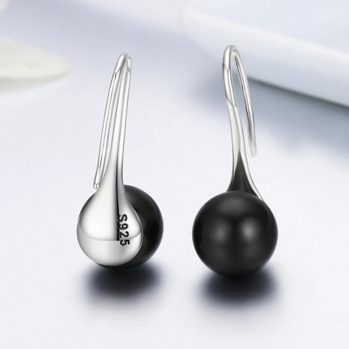 Серебряный S925 круглый жемчужные серьги розовое шампанское черный жемчуг серьги Для женщин Роскошные уха Украшения Для Свадебные подарки