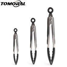 TOMORAL кухня силиконовые щипцы набор " 9" 1" Нескользящая ручка из нержавеющей стали Ручка-с фиксирующий Зажим-термостойкие