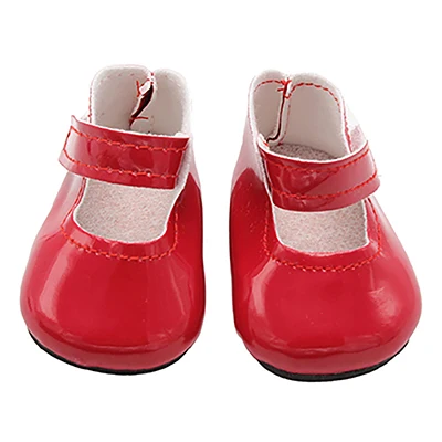 3pcs/set Suit Doll Outfit For 43cm Baby Tuxedo Coat+T-shirt+Trousers Set For 18Inch Amerian Zapf Doll Clothes Child's Gift Shoes - Color: red shoes