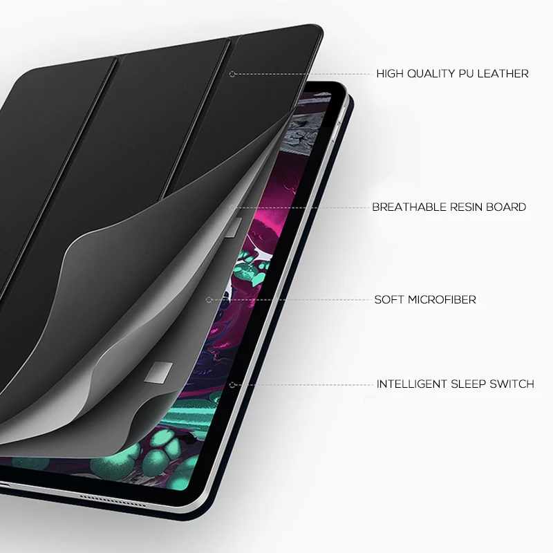 Для iPad Pro 12,9 чехол тонкий Блестящий официальный 1:1 Folio Магнитная Smart Cover с задняя крышка чехол для нового iPad Pro 12,9