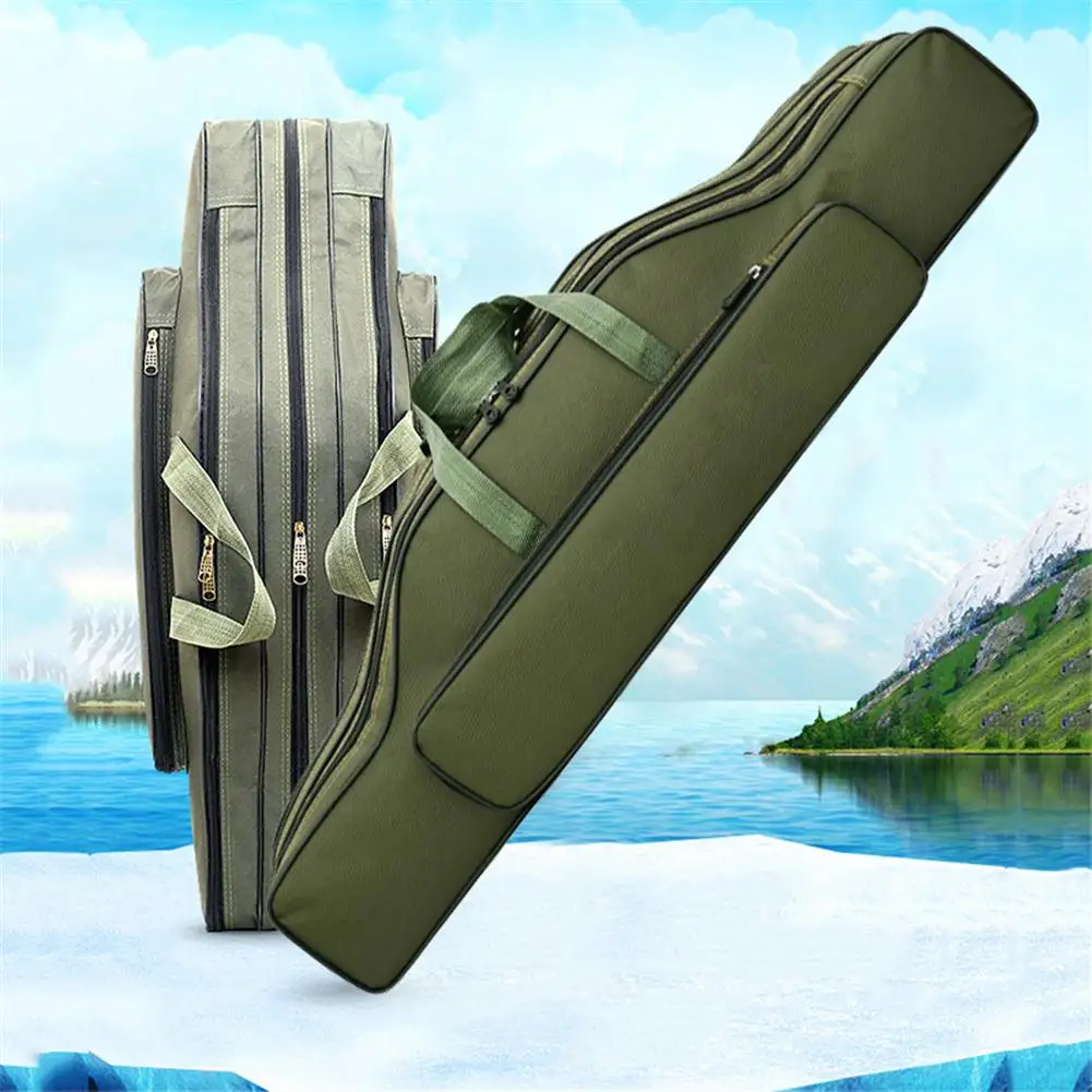 

High Quality Portable Fishing Bags Canvas Rod Pole Storage Fishing Bag Case 80cm 90cm 2 Layer 80/90cm 3 layer 80/90cm