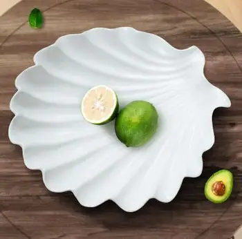 

ceramic white shell fruit Candy Storage dish Dessert Snack Salad plate home decor wedding decoration handicraft figurine gifts
