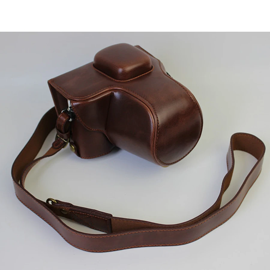 Coffee Luxury Digital Camera Leather Case Cover for Olympus Pen Lite E
