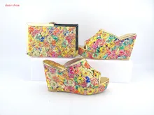 doershow Free Shipping By DHL !!2017 New design african italian shoes and matching bags for wedding party evening TU1-3