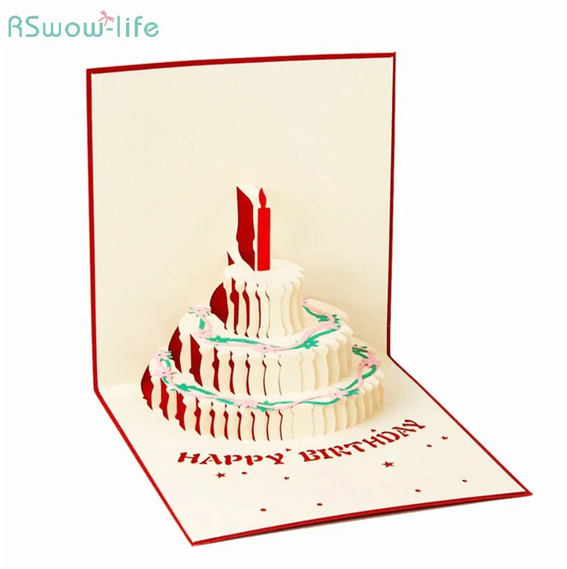 

Birthday Card Creative 3D Greeting Card Stereo Child Handmade Hollow Paper Carving Cake Custom Gift Gift Card