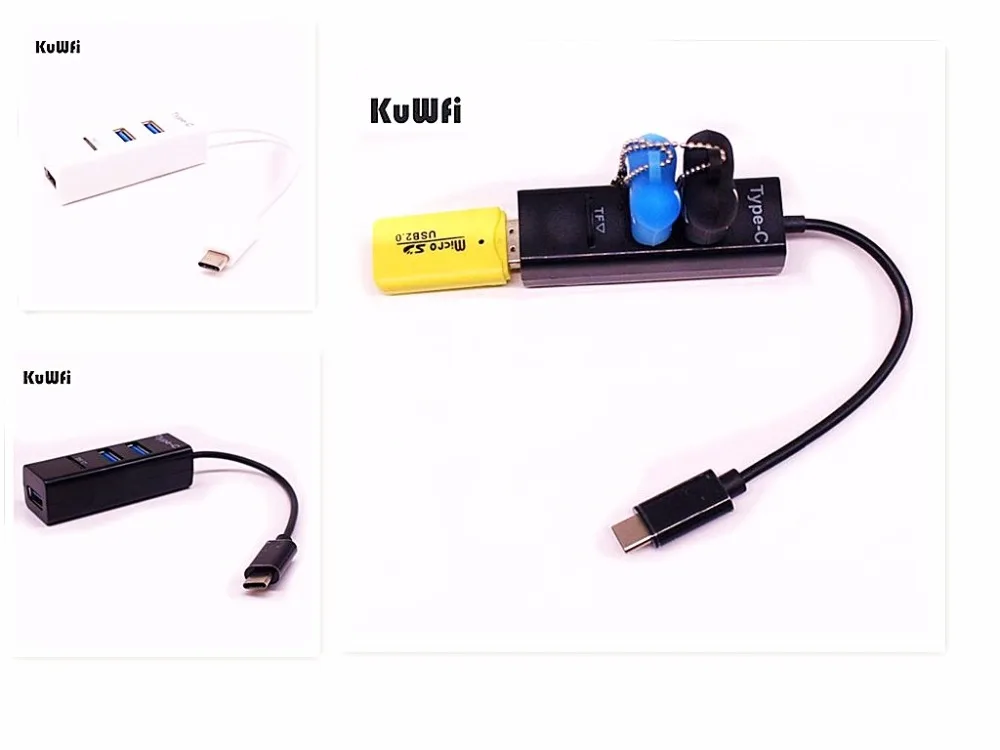 

KuWfi Mini External USB 3.1 Type-C HUB Card Reader Transfer Speed 480Mbps USB C HUB Micro SD/TF Flash Memory Card Reader