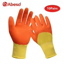 10 пар пенопластовая полуподвесная Защитная перчатка палец укрепление порезостойкая прочная дышащая желтая ядро оранжевая резина Рабочая