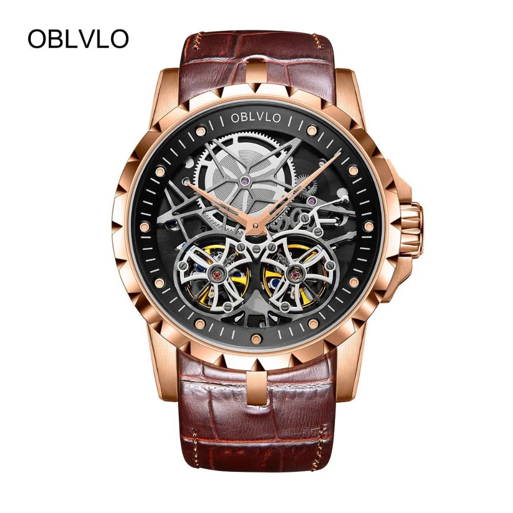 2018 OBLVLO Mens Military Watches Automatic Watches Waterproof Rose