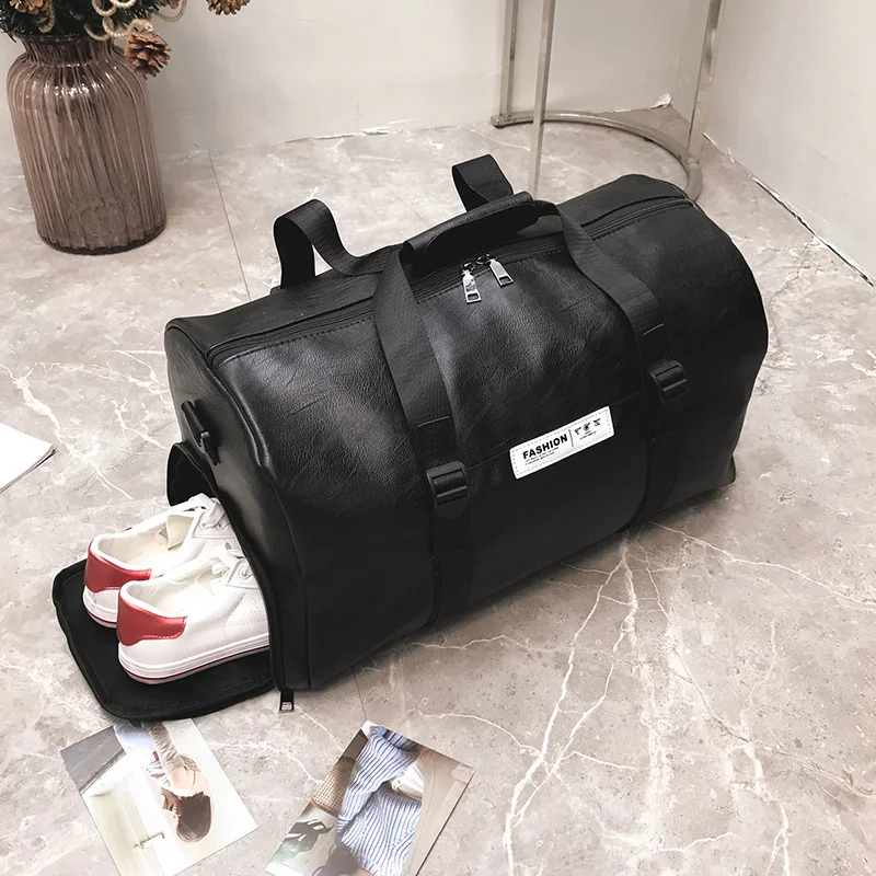 Черная кожаная дорожная сумка для мужчин из искусственной кожи, большая вместительность, мужские сумки-мессенджеры для путешествий, сумки для путешествий, мужские сумки, wo, мужская спортивная сумка