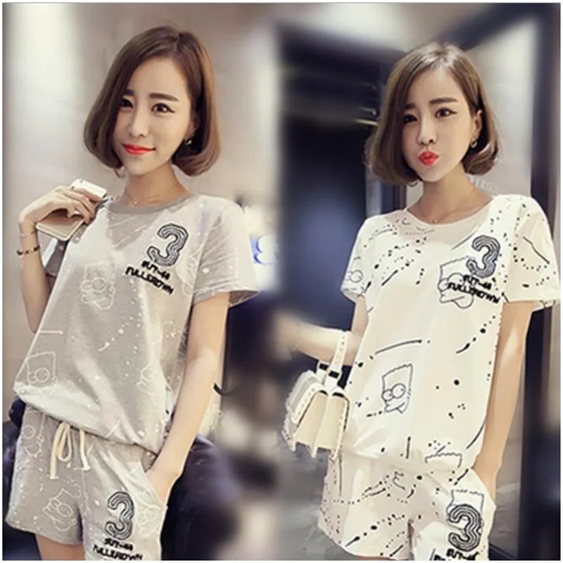 

Womens Pajamas Sets Comfortable Thin Pajama Set Girl Print Pyjama Set Short Sleeve Sleepwear Women Nightgown Sets Girl Clothing