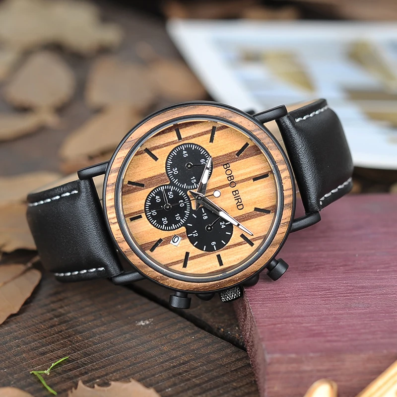 reloj hombre BOBO BIRD Men Watch Wood Watches Women Timepieces Chronograph Military Quartz Wristwatches relogio masculino