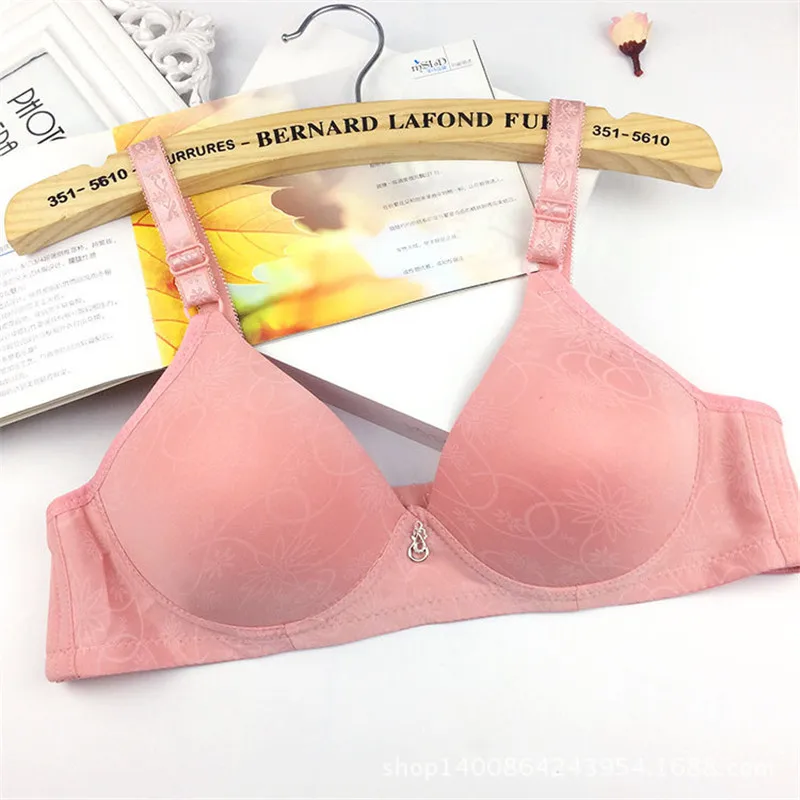 IOLPR Women Thin Wire Free Bra Plus Size bra Sexy Lingerie for Women cotton Comfortable Brassiere mother Bra Tops nude pink