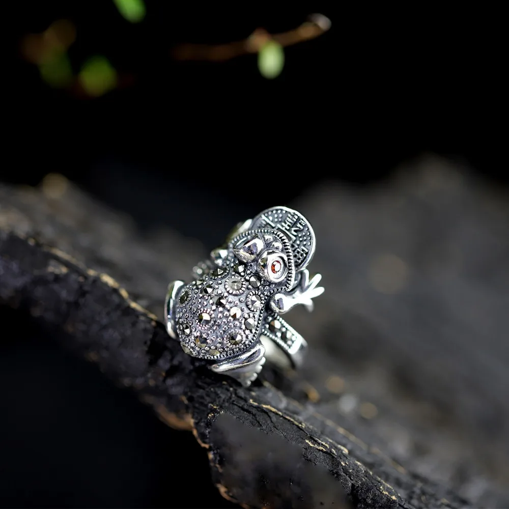 Кольцо для женщин Lucky Toad Frog Plutus красивые красные кристаллы Винтажные Украшения