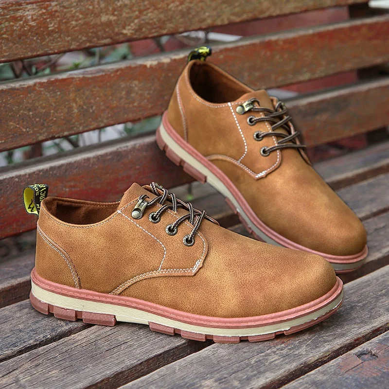 

New High Quality Men Casual Shoes Plus size Men Business Casual Retro Thick bottom Lace Up Cow Leather Casual Flats Shoes SA-95
