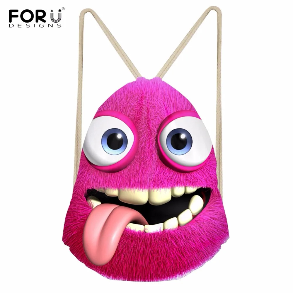 

FORUDESIGNS Kawaii 3D Rose Red Emoji Printed Woman Backpacks Fashion Softback Drawstrings Bags Students Children Beach Sack Bags