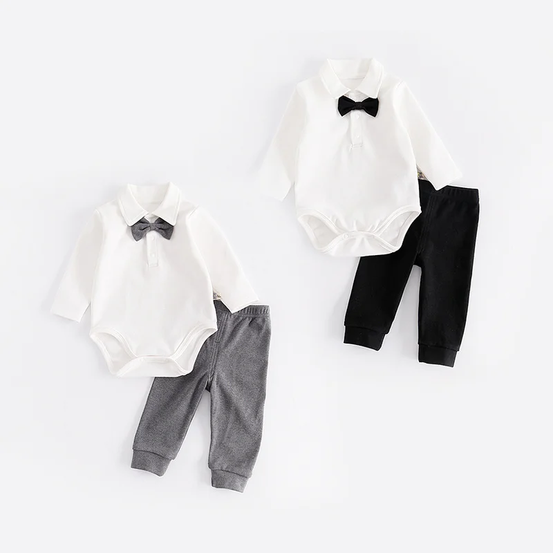

2017 Fashion Baby Boy Clothes Sets Gentleman rompers +pants Suit Long Sleeve Kids Boy Clothing Set kids clothes