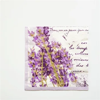 

purple Napkin paper tissue printed flower lavender dragonfly handerchief decoupage servilletas wedding birthday party decor mat