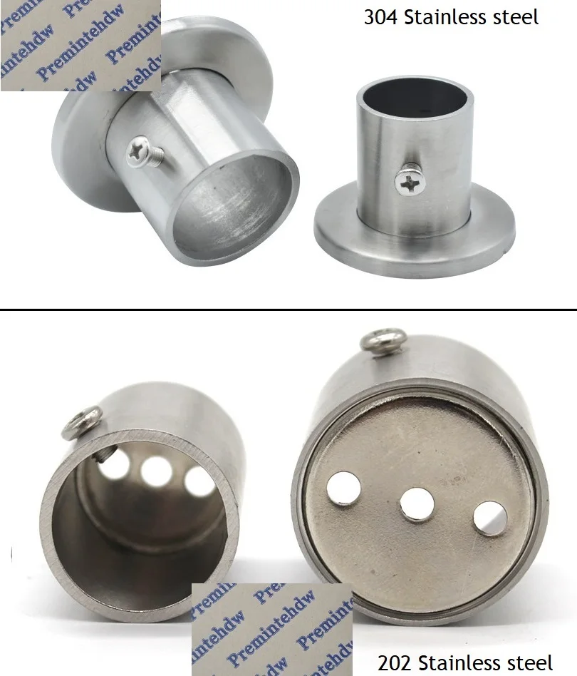 

2Pcs/Lot Stainless Steel 19mm 22mm 25mm 32mm Closet Rod Flange Holder With Decorative Cover Conceal Flange for Pipe Tube