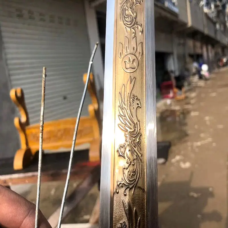 Ручная ковка T1095Carbon Steel Double Edge Sharp Chinese KungFu Saber Han Tang Phoenix Battle Dao Jian | Дом и сад