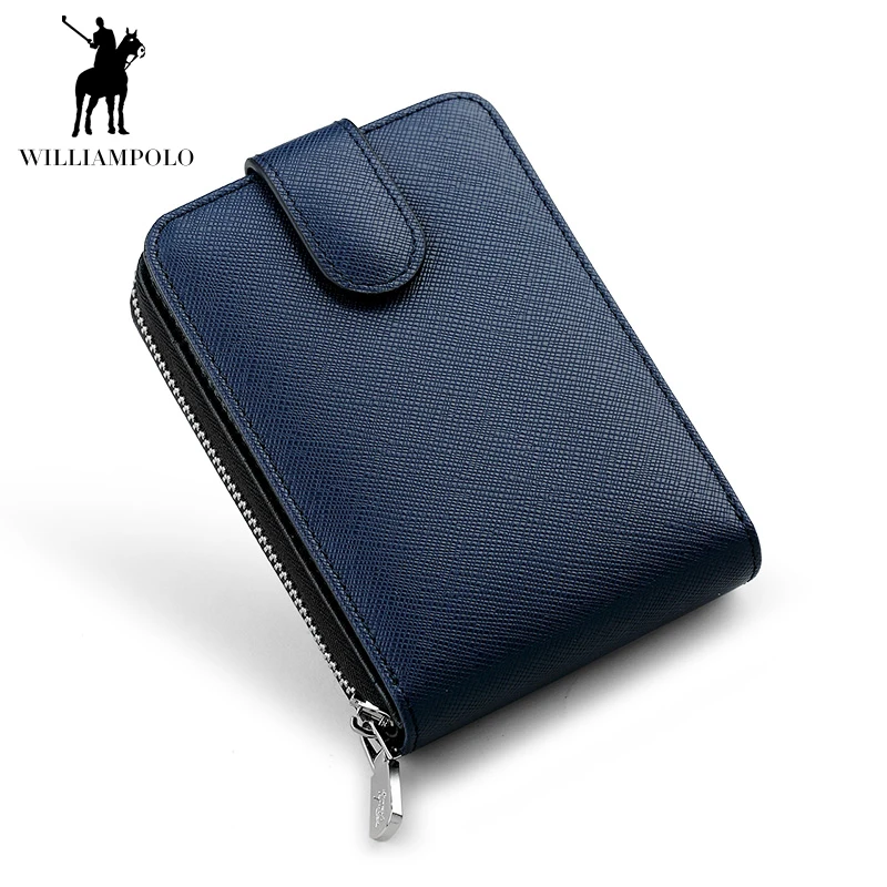 Williampolo Элитный бренд кошелек из натуральной кожи Для мужчин Повседневное кредитной держатель для карт мини-молния засов Дизайн Малый Кошелек коричневый красный Винтаж
