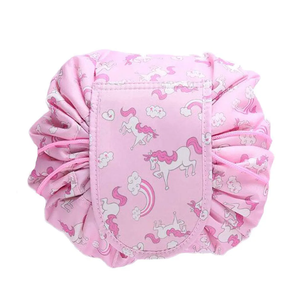 Large Capacity Lazy Makeup Toiletry Bag Drawstring Portable Travel Casual Waterproof Quick Pack Magic Makeup Storage Bag Perfect for Women Girls (Unicorn)01