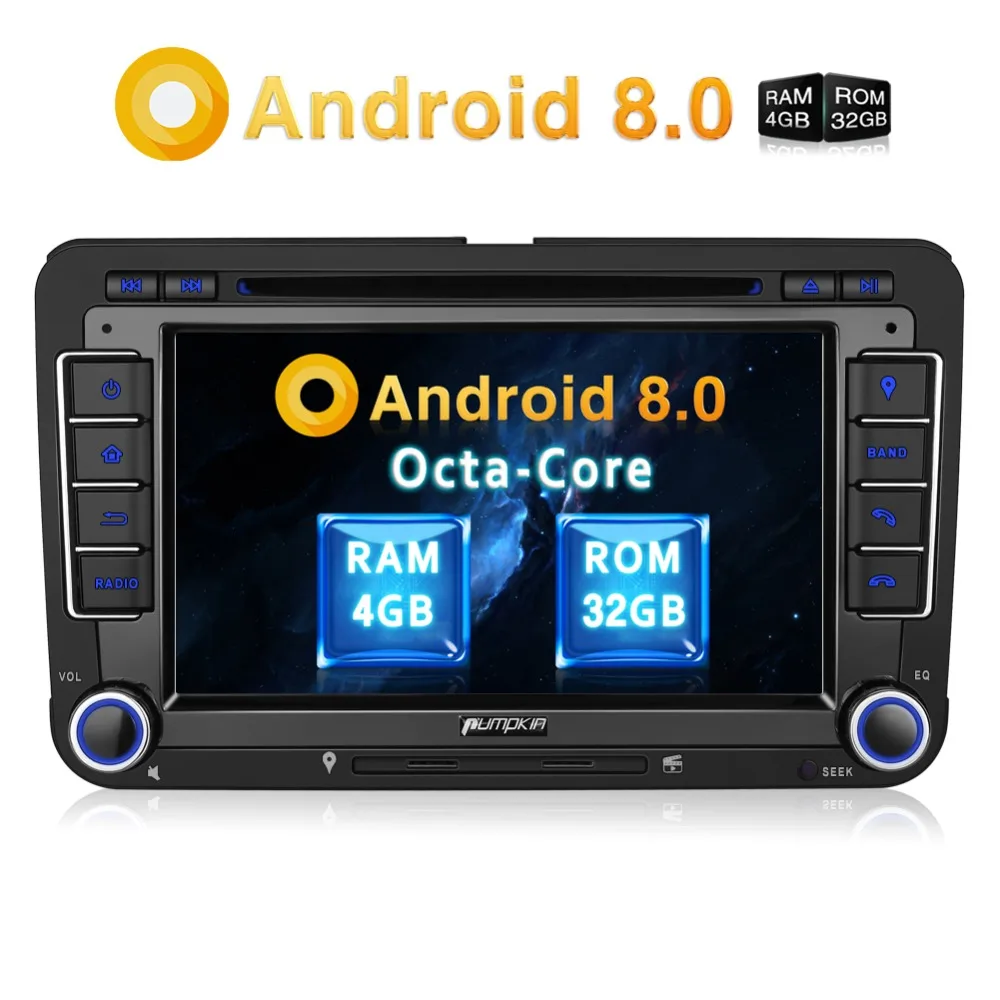 

Pumpkin 2 Din 7''Qcta-core Android 8.0 GPS Navigation Car Radio Stereo DVD Player For VW/Skoda/Seat FM Radio Wifi DAB+ Headunit