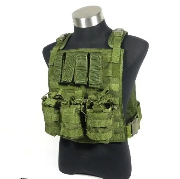 Военный Тактический Жилет molle 1000D CORDURA MBSS Стиль плиты Перевозчик w/7 мешков(OD) спортивный жилет