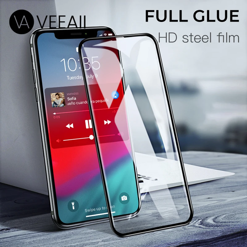 

VEEAII Full Cover Fiber Tempered Glass Screen Protector for iphone 6s 6 7 8 Plus for iphone X XS MAX XR Film Curved Protective