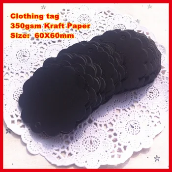 

500PCS 60X60mm Rounded petals tagsBlack Kraft Paper Hang Tags,Bookmark Garment Price Labels,/ Clothing tag