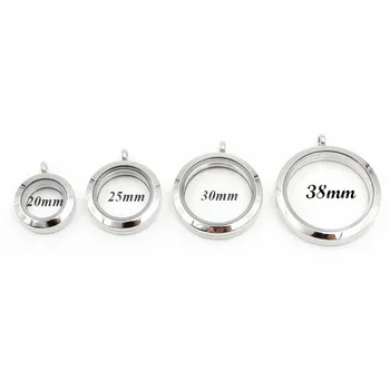 

Dropshipping! Round Silver Plain Twist Screw 316L Stainless Steel Floating Locket Pendant Necklace Valentine's Day Gift