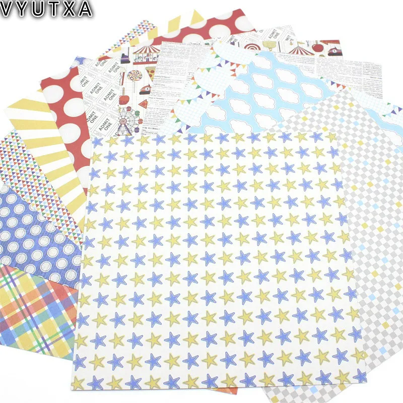 

VYUTXA 12pcs 6" Single-side New Cartoon Pattern creative papercraft art paper handmade scrapbooking kit set books