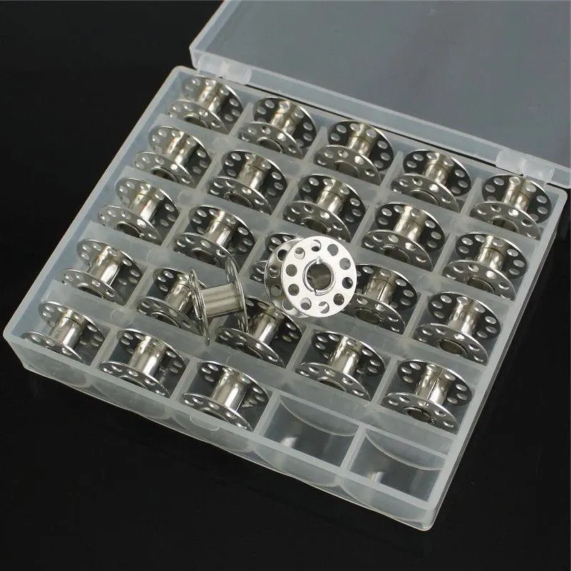 Sewing Accessories Tools 25Pc Sewing Machine Bobbins Spools Empty Bobbins Spools Sewing Machine Plastic Storage Box images - 6