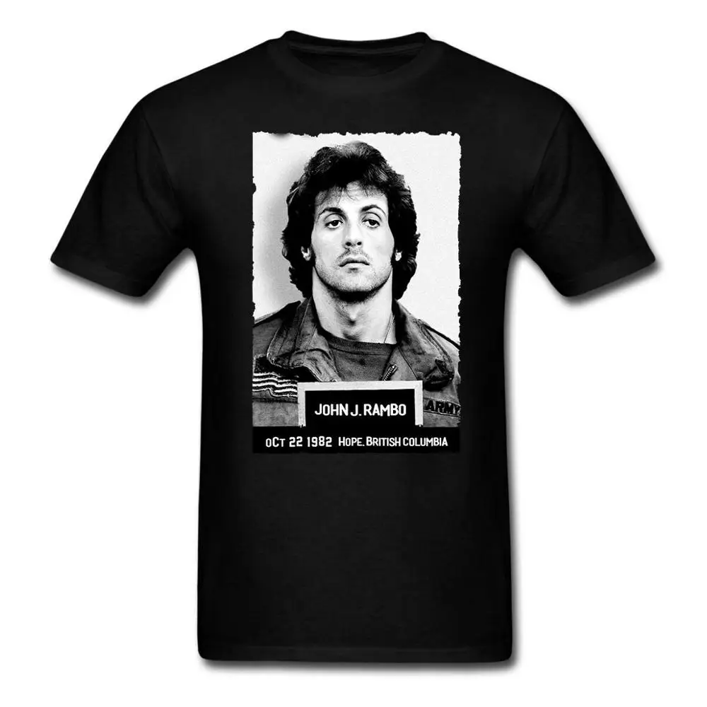 Rambo Police Mugshot, забавная футболка с рисунком из фильма, Мужская Рождественский подарок, лидер продаж, модная летняя футболка с забавным принтом «создать свой собственный»