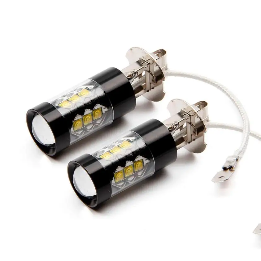 

2 Pcs Car LED fog lamps H3 80W aluminum source canbus lights DC12V LED #7