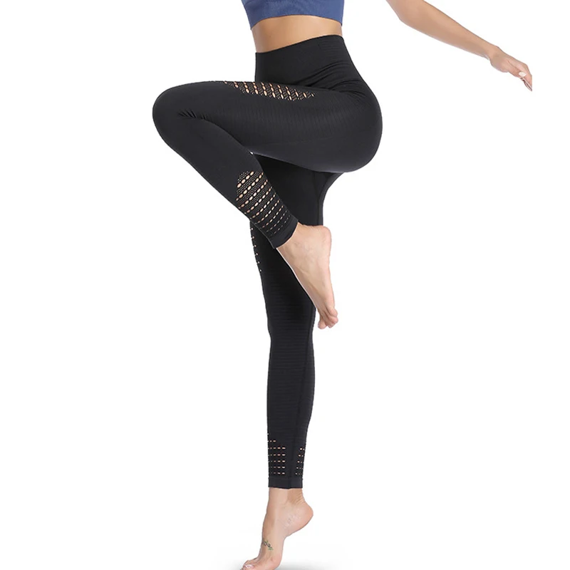 

Women Yoga Pants High Waist Seamless Hollow Out Breathable Slim Fit Pants ASD88