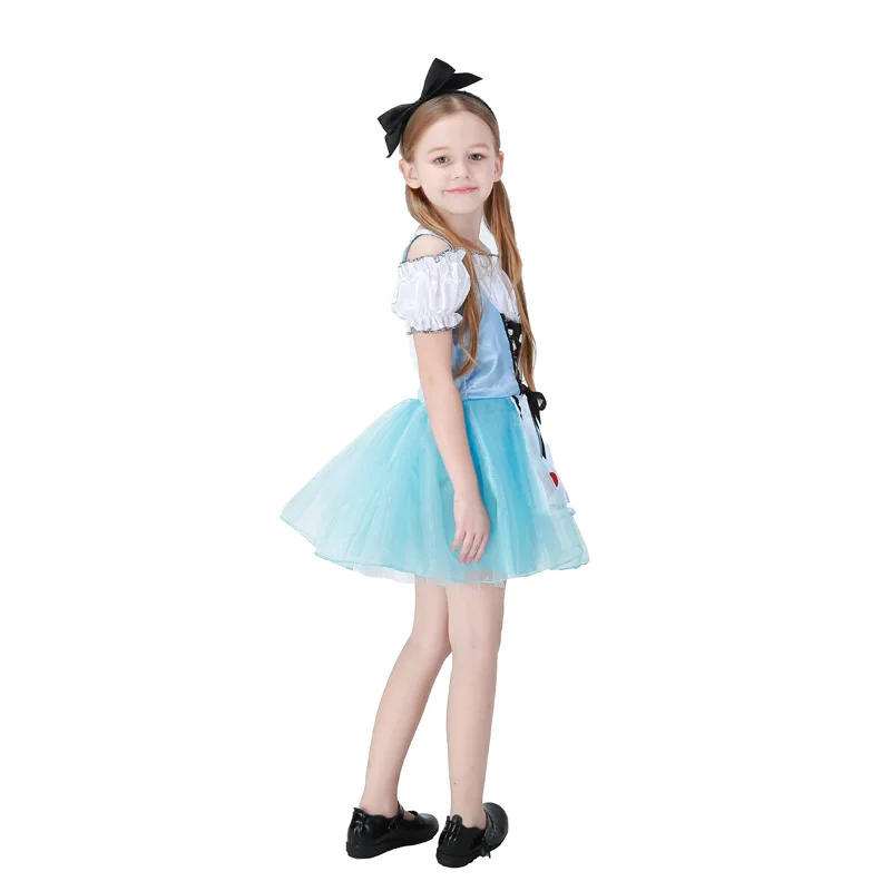 Костюм Алисы в стране чудес для девочек; Детский костюм для костюмированной вечеринки; цвет синий; сказочная королева сердца