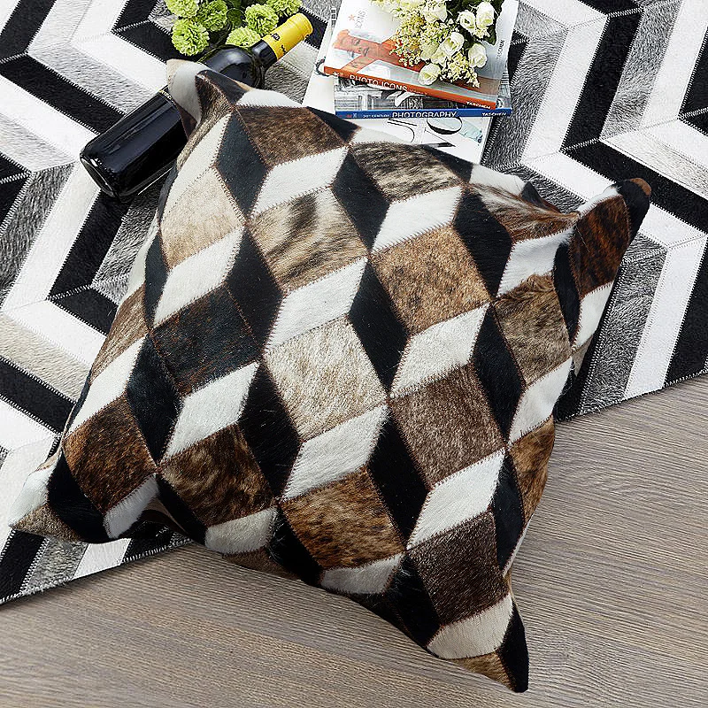 

European single-sided leather cowhide pillowcase 48 x 48 cm office chair mattress pillowcase, custom size / color