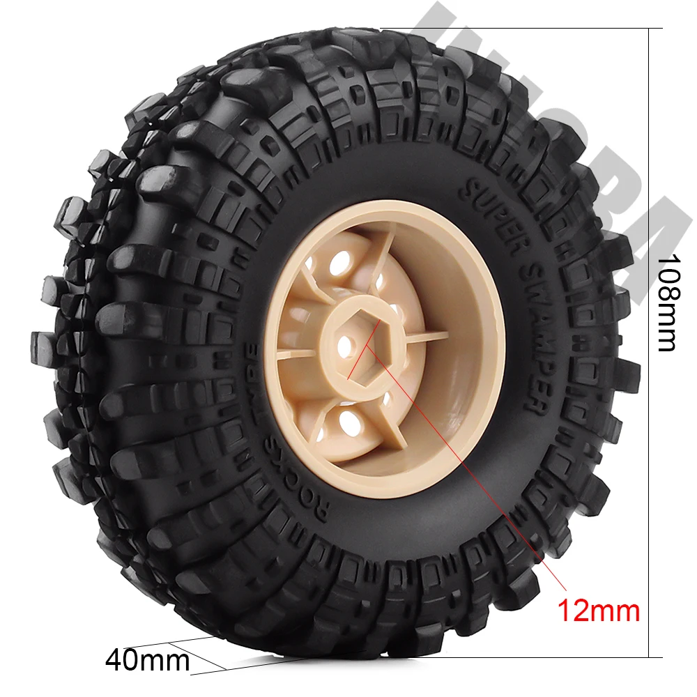 INJORA резиновые 1," колеса покрышки и Пластик 1,9 дюймов колёсные диски 4 шт./компл. для 1/10 RC гусеничного осевой SCX10 90046 Tamiya по супер скидке CC01 D90 D110