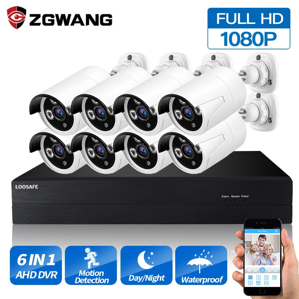 ZGWANG 8CH камера видеонаблюдения 1080N система DVR kit Outdoor Home 1080P аналоговый телефон с